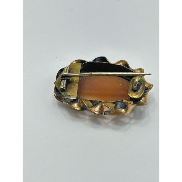 Vintage Carved Genuine Shell Cameo Brooch Rebecca at the Well Scenic Collectible - Picture 5 of 8